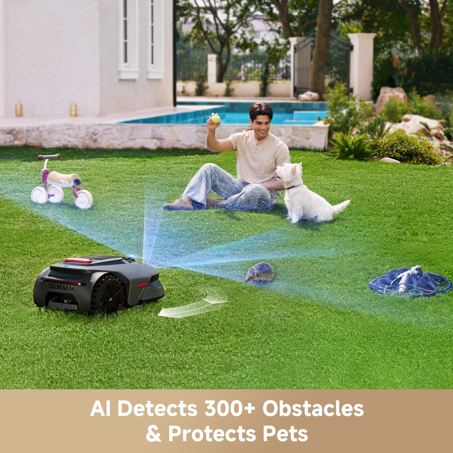 MOVA LiDAX Ultra 1000 Robot Lawn Mower Wire Free for 1/4 Acre, RTK-Free+360° 3D LiDAR+AI Vision Auto Mapping, Zero-Edge Cutting, Cutting Height 1.2"-3.9", 45% Slope, Up to 150 Managed Zones Dual Maps