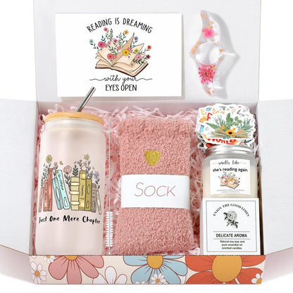 JSENGIFT Book Lovers Gifts, Bookish Book Lover Readers Gifts for Women Basket Set of 6