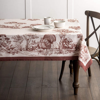 Maison d' Hermine Table Cloth Rectangle Table 100% Cotton 60 x 120 Inches Fall Tablecloth Reusable Everyday Use for Thanksgiving Christmas Decorations Dining Farmhouse Party (Holy Jouy - Brown)