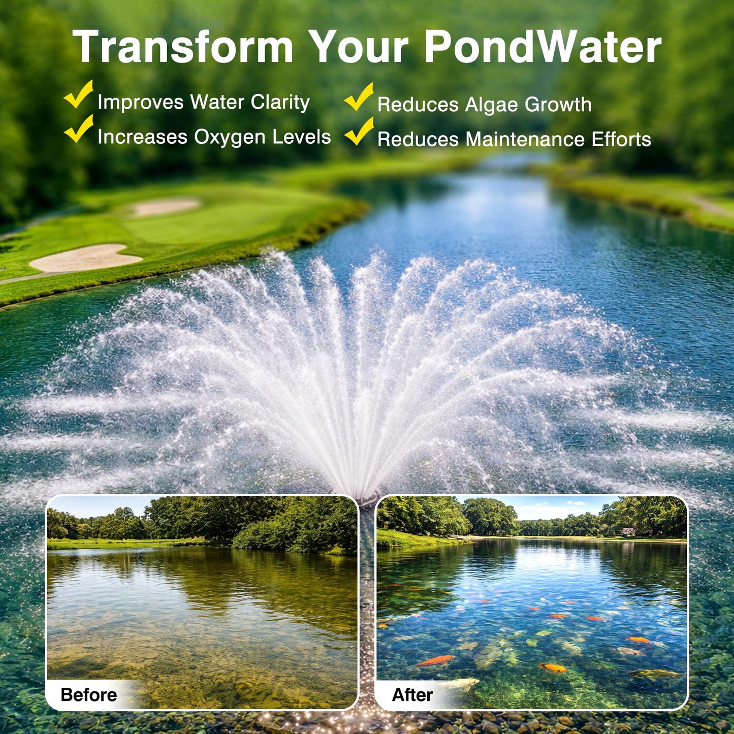 2HP Pond Fountain Aerator with 3 RGB LED Lights, 120V 30000 GPH Floating Water Pump, Automatic Aerating Pump for Large Ponds, Lakes, and Outdoor Water Features, with Controller, APP & Remote Control