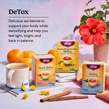 Yogi Tea DeTox Tea - 16 Tea Bags per Pack (4 Packs) - Organic Detox Tea for Digestive & Circulation Support - Includes Burdock, Dandelion, Ginger Root, Black Pepper, Cardamom & Juniper Berry