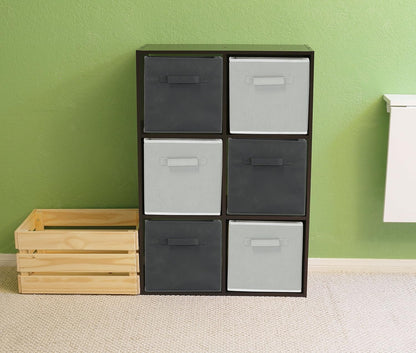 Simple Houseware Foldable Cube Storage Bins - 11-Inch Dark Gray Fabric Organizers | 6-Pack for Closet & Shelves