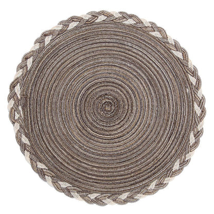 SHACOS Round Placemats Set of 6 Braided Glitter Round Table Placemats 15 inch for Wedding Holiday Party (Multicolor - Light Coffee, 6)