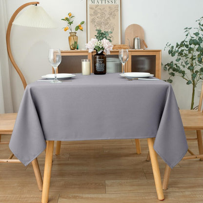 Biscaynebay Textured Fabric Square Tablecloths 70x70 Inches, Silver Grey Water Resistant Spill Proof Card Table Cloth Folding Table Cover for Dining, Kitchen, Wedding and Parties, Machine Washable