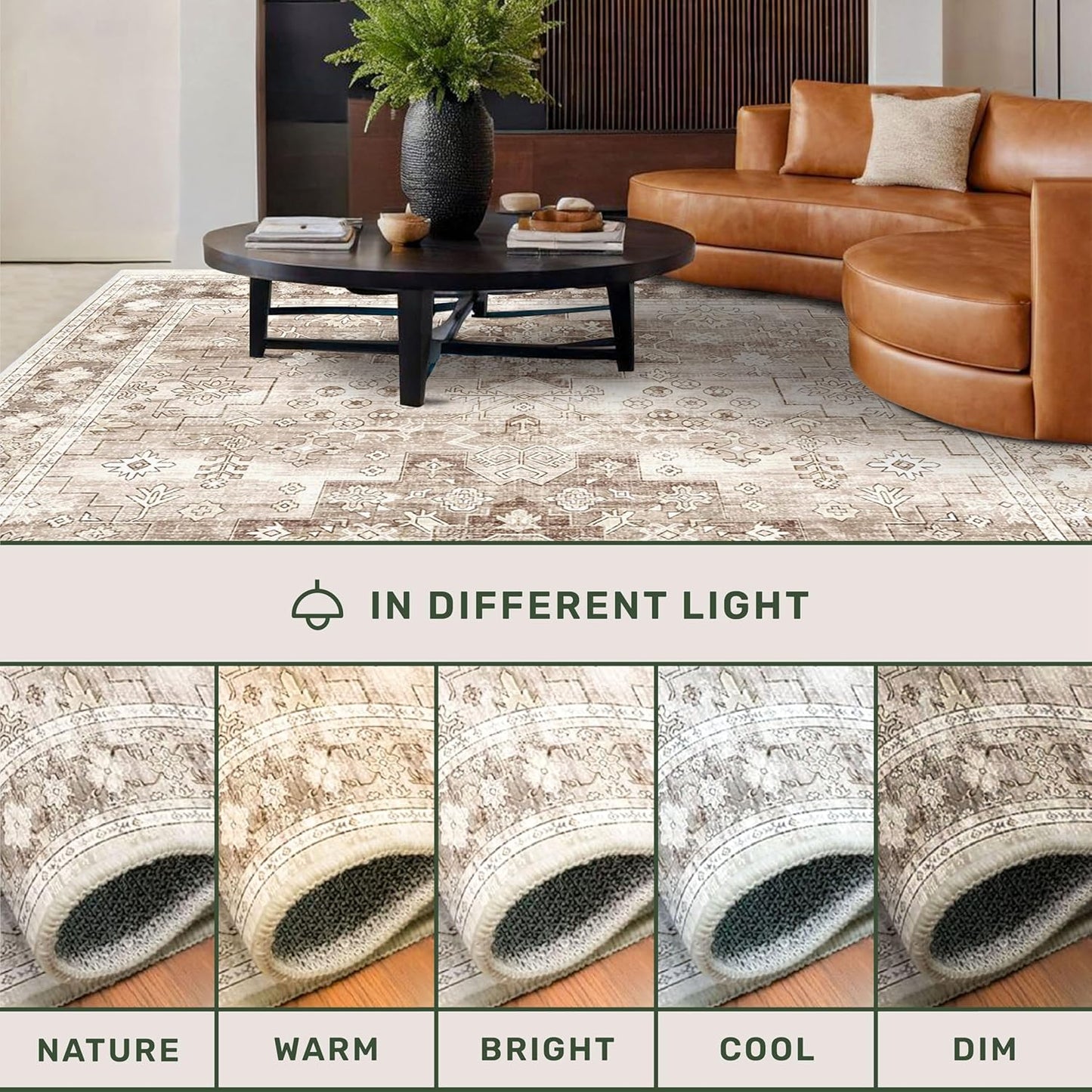 Regine Switzerland Extra Long Runner Rug - Beige Washable Non-Slip Floor Mat | Stain Resistant 2'6"x10' for Hallways