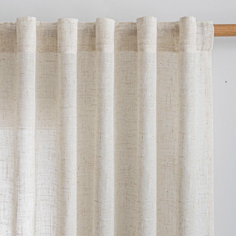 MYSKY HOME Linen Curtains for Sliding Glass Door, Back Tab Semi Sheer Curtain Panels Extra Long Floor Length Drapes Linen Texture Soft Touch Country Curtains, 50x102 Inch, Linen, Set of 2