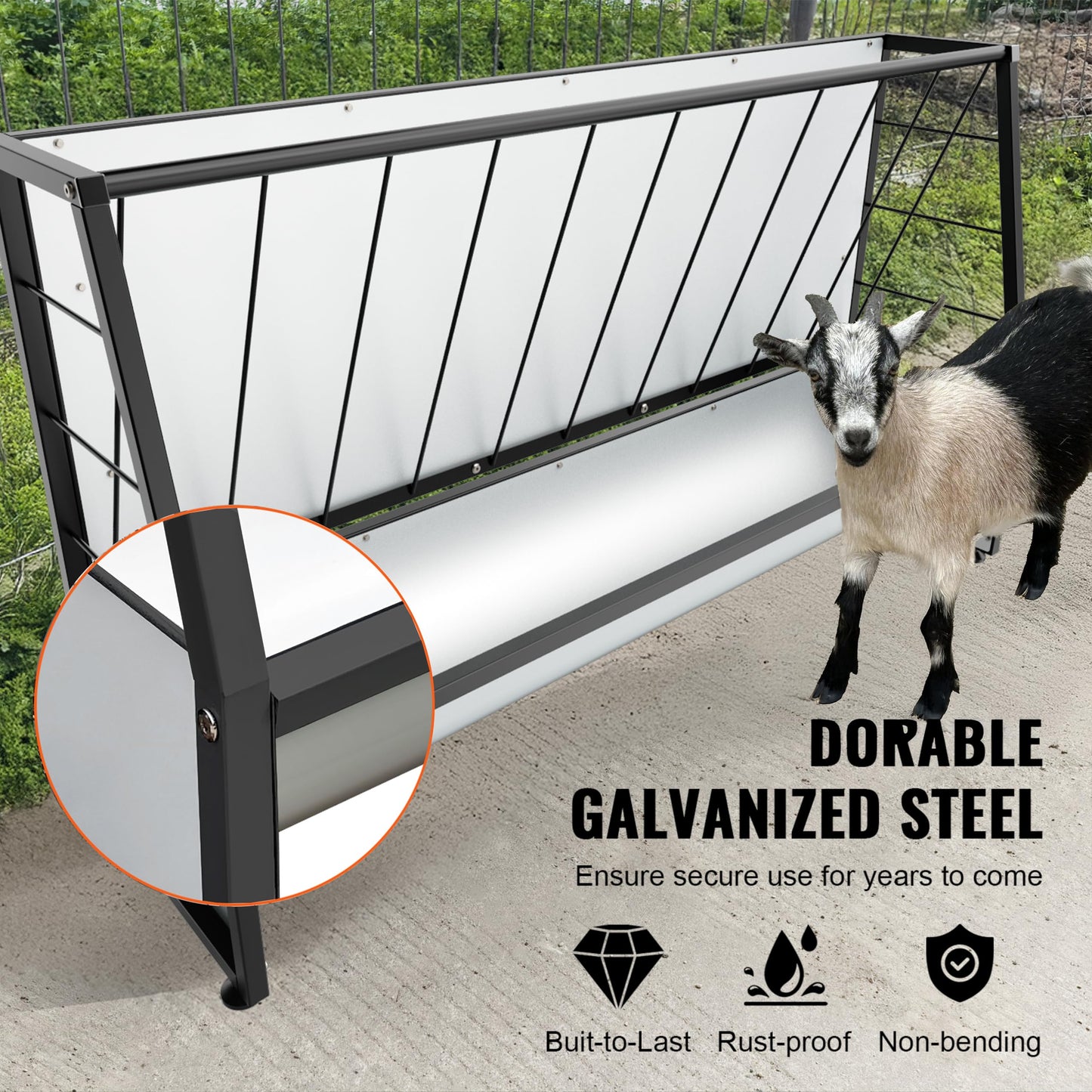 BUYYAH 4 Ft Pasture Hay Feeder Black, Livestock Hay Feeder, Outdoor Hay Feeder for Sheep, Goats, Pony and Miniature Horses