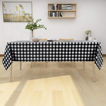 sancua Checkered Vinyl Square Tablecloth - 54 x 54 Inch - 100% Waterproof Oil Proof Spill Proof PVC Table Cloth, Wipe Clean Table Cover for Dining Tables, Buffet Parties and Camping, Black and White