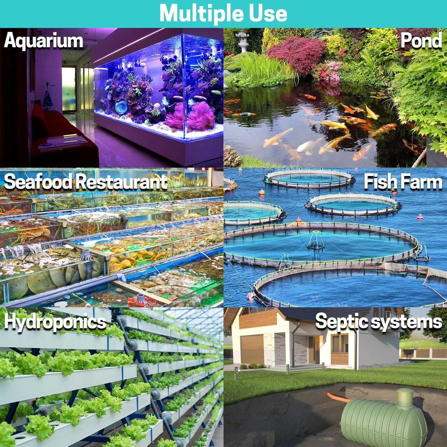 FUMAK Linear Air Pump for Aeration, 635GPH Septic Air Pump Pond Aerator for Koi Pond, Aquarium, Waste Treatment, Fish Farm, Seafood Restaurant, Hydroponic