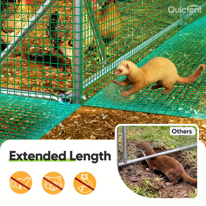 Quictent 12x9x6.6ft Metal Chicken Coop Run with Side Hardware Cloth, Elite Series Large Walk-in Outdoor Poultry Cage Heavy Duty Predator Proof Hen Duck Rabbit Farm Pen House, Waterproof Anti-UV Cover