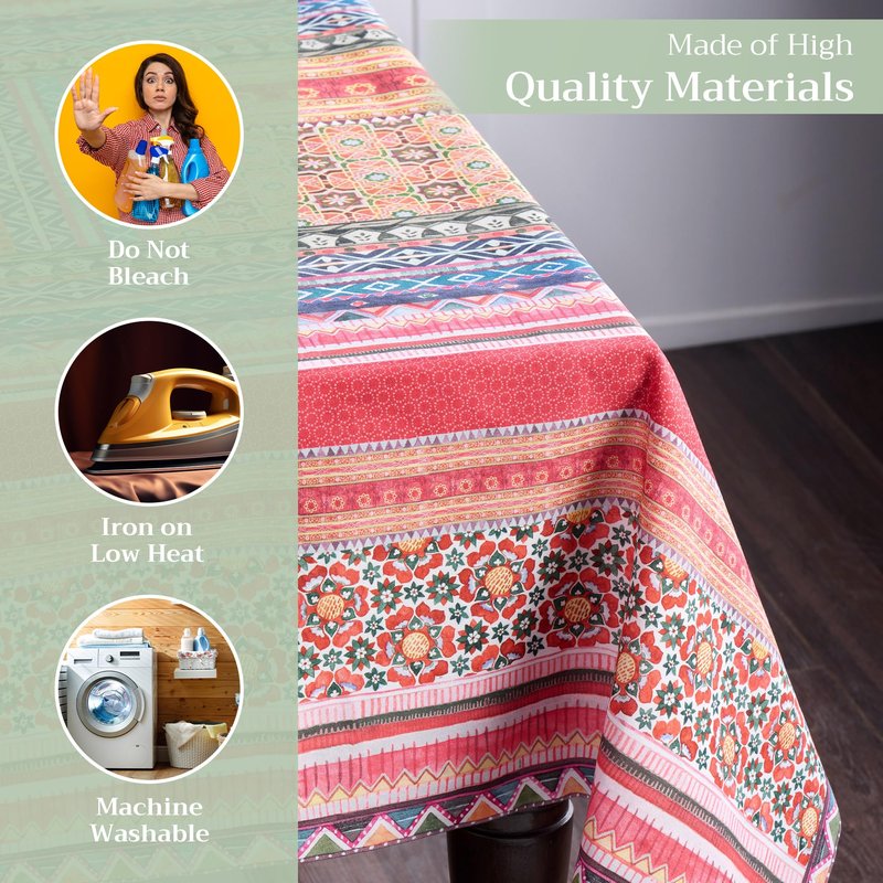 Maison d' Hermine Table Cloth Rectangle Table 100% Cotton 54 x 72 Inches Fall Tablecloth Reusable Everyday Use for Thanksgiving Christmas Decorations Dining Farmhouse Party (Ispahan)