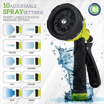 J&B XpandaHose 150ft Expandable Garden Hose – Ultra-Strong 3750D, 4-Layer Latex Core, Brass 3/4" Connectors, 10-Pattern Nozzle & Storage Bag – Lightweight, Kink-Reducing, Leak-Resistant