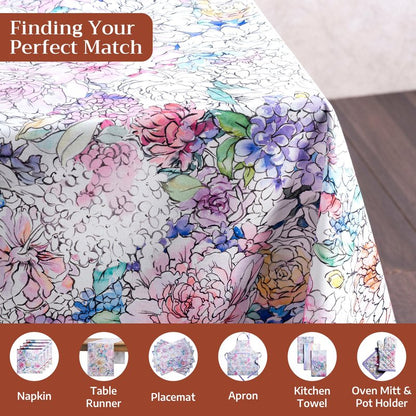 Maison d' Hermine Table Cloth Square Table 100% Cotton 54 x 54 Inches Tablecloth Reusable Decorative for Dining Kitchen Room Farmhouse Home Gifts for Mothers Day Spring Summer - Floral Love