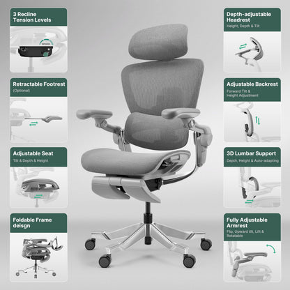 HINOMI H2 Pro Premium Ergonomic Office Chair - Comfy Home Office Desk Computer Chair with Adjustable Back Support, Swivel Wheels, Flip-up Arms, Comfortable Mesh Seat for Desk Work (Green)