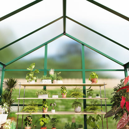 8x10 FT Greenhouse for Outdoors, Polycarbonate Greenhouse with Roof Vent, Ground Nails, Lockable Push Door, Aluminum Large Walk-in Green House for Outside Garden Backyard, Patio, Lawn, Green