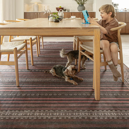 KNOTTING MATTERS Vibe Stripe 10’ x 14’ Area Rug – Sand, Charcoal & Clay Heritage Flatweave, Low-Pile – Easy Clean Area Rug – Perfect for Living Room, Dining Room, Bedroom – Pet & Kid Friendly