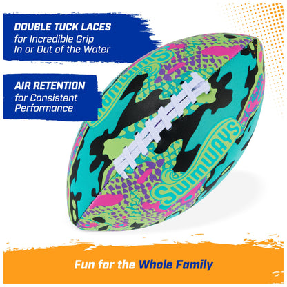 SwimWays Hydro Waterproof Football, Outdoor Games for Adults and Kids, Swimming Pool Accessories and Pool Party Games,9.25 Inches, Blue