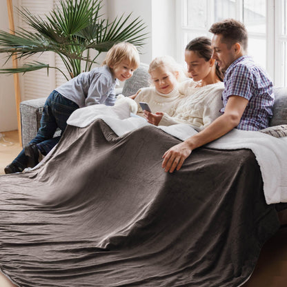 Bedsure GentleSoft Sherpa Fleece Blankets Queen Size for Bed - Thick and Warm, Soft Fuzzy Plush Queen Blanket for Winter, Grey, 90x90 Inches