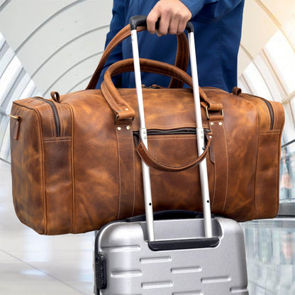 Leather Duffel Bag for Men and Women, Full Grain Travel Duffel Bag, Sports Duffel Bag Men, Overnight Weekender Bag Carry on Cabin Bag Luggage Bag Handmade Leather Duffle 24 inches