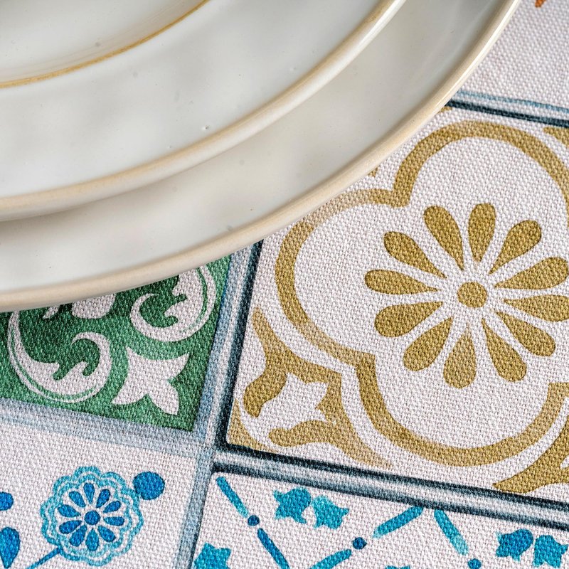Maison d' Hermine Table Cloth Round Table 100% Cotton 63 Round Inches Tablecloth Reusable Decorative for Dining Kitchen Room Farmhouse Home Gifts for Mothers Day Spring Summer - Agrume