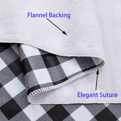 Heavy Duty Vinyl Tablecloth with Flannel Backing Waterproof Oil-Proof Plastic Table Cloth Stain-Resistant Wipeable Rectangle or Square Table Cover for Indoor and Outdoor (Black Checkered, 54x54 Inch)