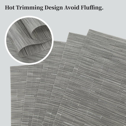 Leetaltree Silver Placemats Set of 4 - Heat Resistant Non-Slip Place mats for Dining Table, Washable Durable PVC Vinyl Woven Table Mats（Silver, 4）