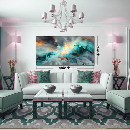 LAOTOART Snowy Mountain Wall Canvas Art for Living Room - Natural Landscape Art Work for Office Walls - Teal Bedroom Wall Decor Above Bed Size 24" x 48"