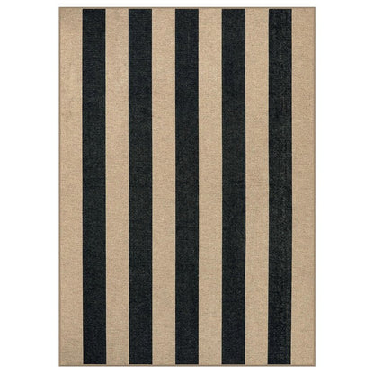 Lahome Elance Striped Easy Jute Outdoor Rug 5x7, Large Neutral Dining Living Room Rug, Farmhouse Non Slip Non Shedding Washable Indoor Outdoor Black Carpet for Office Deck Patio Backyard Bedroom