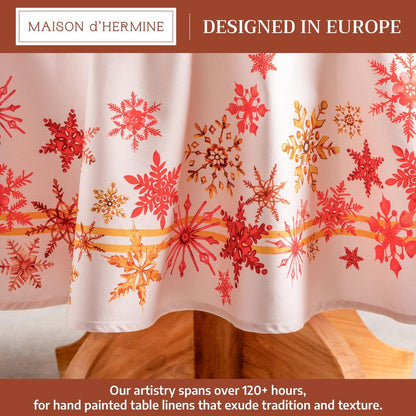 Maison d' Hermine Table Cloth Round Table 100% Cotton 69 Inches Fall Tablecloth Reusable Everyday Use for Thanksgiving Christmas Decorations Dining Farmhouse Party (Crystal Star)