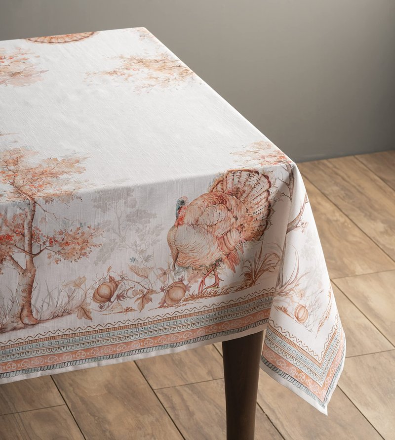 Maison d' Hermine Table Cloth Square Table 100% Cotton 54 x 54 Inches Fall Tablecloth Reusable Everyday Use for Thanksgiving Christmas Decorations Dining Farmhouse Party (Giving Thanks)
