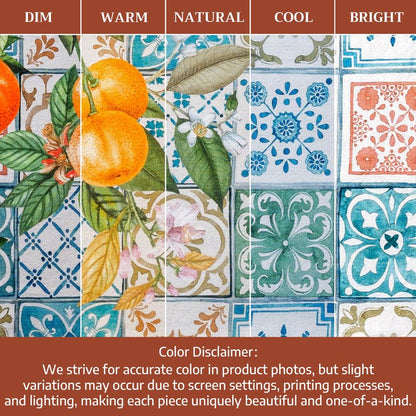 Maison d' Hermine Table Cloth Round Table 100% Cotton 69 Round Inches Tablecloth Reusable Decorative for Dining Kitchen Room Farmhouse Home Gifts for Mothers Day Spring Summer - Agrume