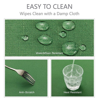 Veblandy Rectangle Tablecloth Waterproof 60x104 inch Linen Textured Table Cloth Stain and Wrinkle Resistant Washable, Decorative Fabric Table Cover for Dining, Party and Camping, Green