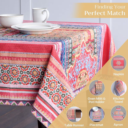 Maison d' Hermine Table Cloth Rectangle Table 100% Cotton 54 x 72 Inches Fall Tablecloth Reusable Everyday Use for Thanksgiving Christmas Decorations Dining Farmhouse Party (Ispahan)