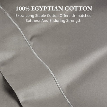 Lane Linen 100% Egyptian Cotton Queen Size Flat Sheet Only (94"x104") - Elegant Sateen Weave, Ultra Soft, Breathable, Highly Durable - Charcoal