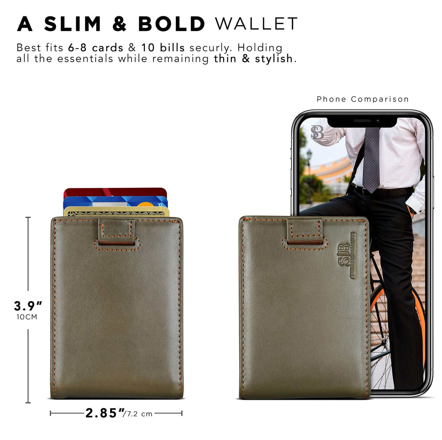 SERMAN BRANDS RFID Blocking Slim Money Clip Wallet – Leather Bifold Front Pocket Minimalist Mens Wallet with Money Clip for Men, Small Credit Card Holder Wallet - Travel Wallet with Gift Box