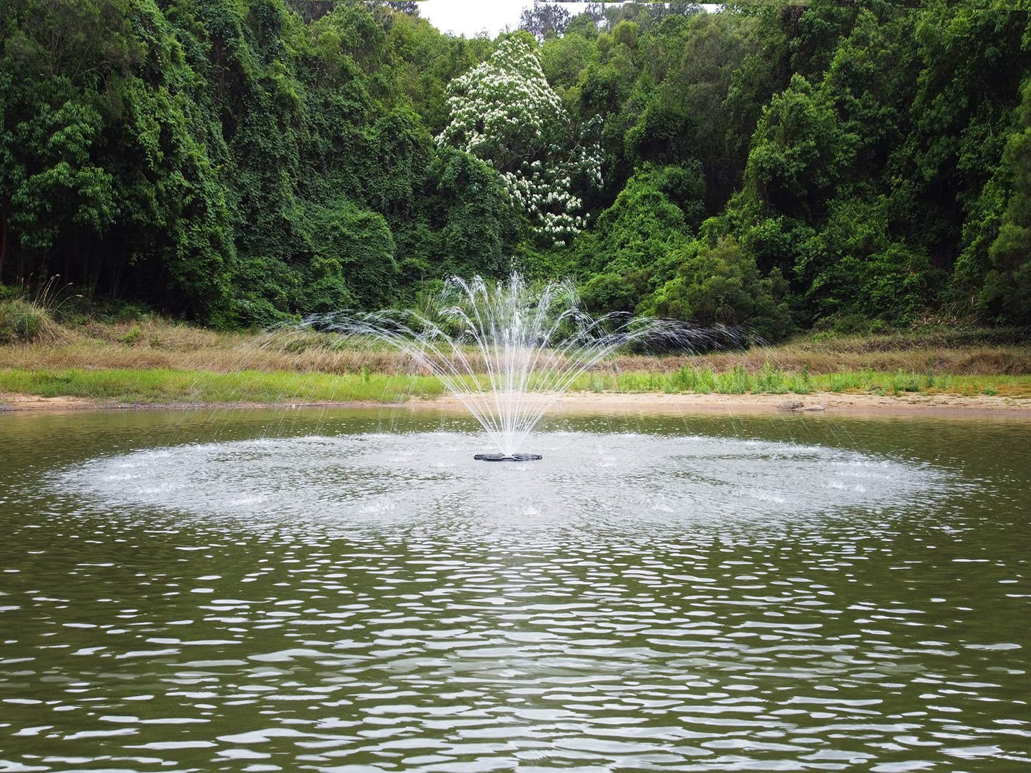 FS02 110V, 1/2 HP, Large Pond Floating Fountain with LED RGB Lights, Oil Free Pump 9000 GPH with 100’ Cord, Two Spray Patterns Included