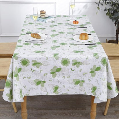 Heavy Duty Vinyl Tablecloth with Flannel Backing Waterproof Oil-Proof Plastic Table Cloth Stain-Resistant Wipeable Rectangle or Square Table Cover for Indoor and Outdoor (Floral and Leaf,60x102 Inch)