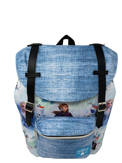 Limited KBNL Frozen 2 Allover Pattern Preppy Vintage Style 16 School Backpack Blue, Large, 20760