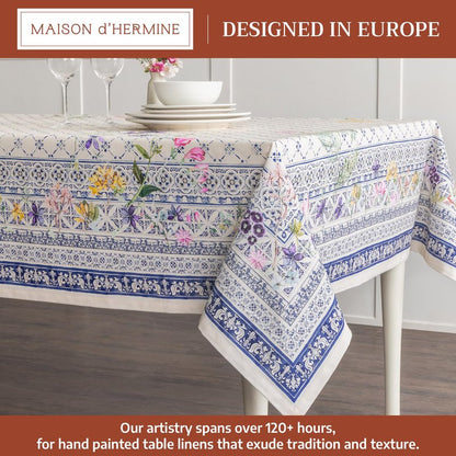 Maison d' Hermine Table Cloth Rectangle Table 100% Cotton 54 x 72 Inches Tablecloth Reusable Decorative for Dining Kitchen Room Farmhouse Home Gifts for Mothers Day Spring Summer - Faience