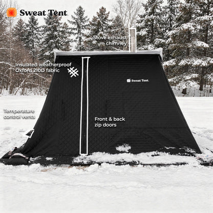 SweatTent Portable Outdoor Sauna (Extra Large) Pro Bundle – Complete Kit with Stove, Cedar Bench, Essential Oil, Wool Hat, Accessories, Quick Assembly, High-Temperature, 10 Adults, Backyard & Camping