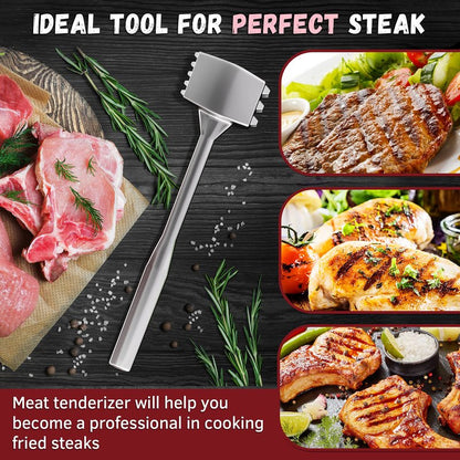 Meat Tenderizer 1 pcs Aluminium Mallet Dual-Sided - Tenderizer Tool Kitchen Pounder - Home Hammer for Tenderizing Ice Steak Stainless Veal & Chicken Safe Beater 1309479
