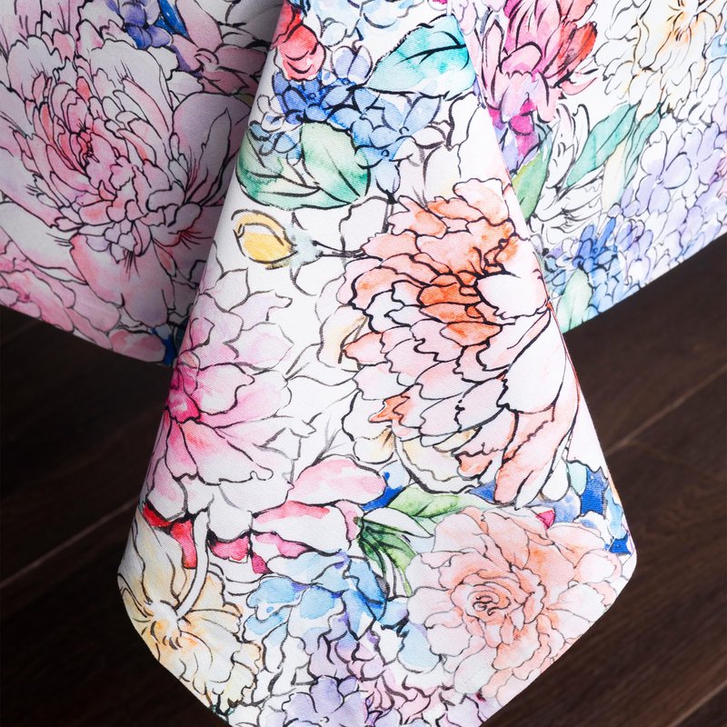 Maison d' Hermine Table Cloth Rectangle Table 100% Cotton 60 x 90 Inches Tablecloth Reusable Decorative for Dining Kitchen Room Farmhouse Home Gifts for Mothers Day Spring Summer - Floral Love