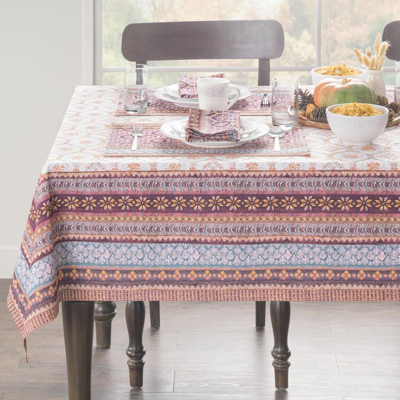 Maison d' Hermine Table Cloth Square Table 100% Cotton 54 x 54 Inches Fall Tablecloth Reusable Everyday Use for Thanksgiving Christmas Decorations Dining Farmhouse Party (Fair Isle)