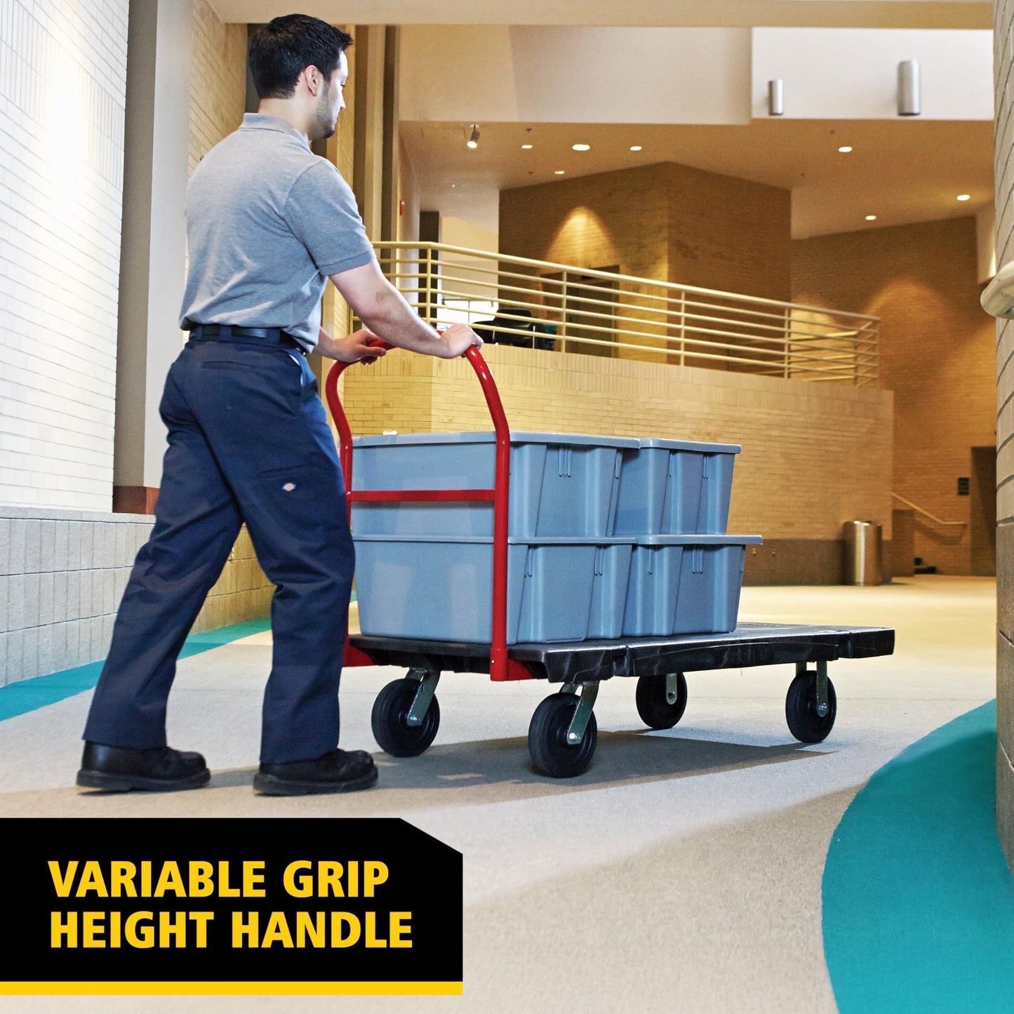 Rubbermaid Commercial Products Heavy-Duty Platform Truck, 2,000 Pound Capacity, 24" x 48" Platform, 8" TPR Casters, Black, for Warehouse/Garage/Cleaning/Manufacturing