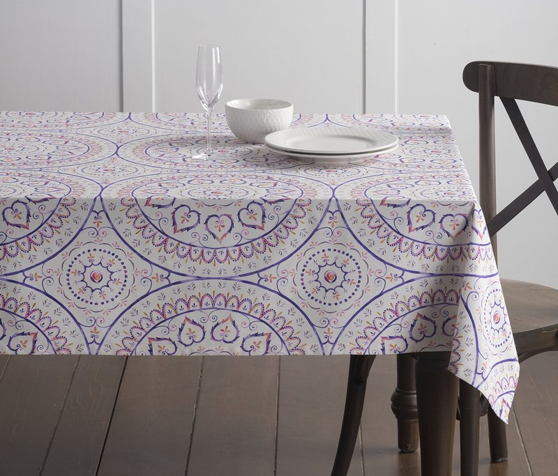 Maison d' Hermine Table Cloth Rectangle Table 100% Cotton 60 x 120 Inches Tablecloth Reusable Decorative for Dining Kitchen Room Farmhouse Home Gifts for Mothers Day Spring Summer - Mandala