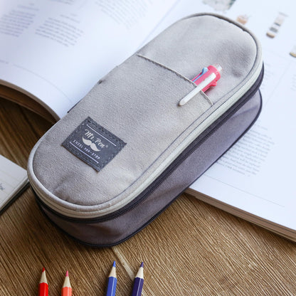 Mr. Pen- Pencil Case Large, Fabric Pencil Pouch Large, Grey, Pen Bag, School Supplies, Pencil Pouch Cute