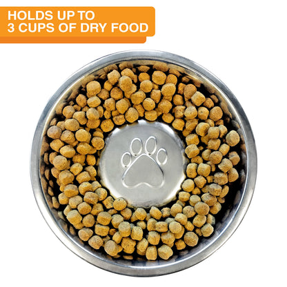 Neater Pet Brands Stainless Steel Slow Feed Dog Bowl for Fast Eating Large Breed, Metal Slow Feeder Dog Bowl Fits in Large Neater Feeders, for Puppy or Dogs (>40 lbs), 3 Cup Food Capacity