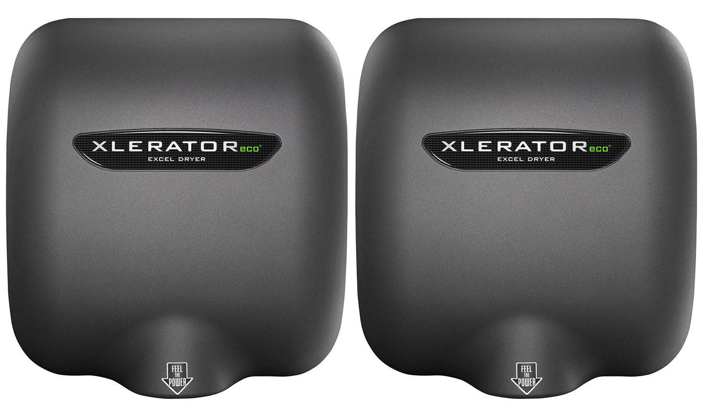 XLERATOReco XL-GR-ECO 1.1N High Speed Commercial Hand Dryer, Excel Dryer, Graphite Textured Cover, Automatic Sensor, Surface Mount, Noise Reduction Nozzle, LEED Credit, No Heat, 110/120V (2 PK)
