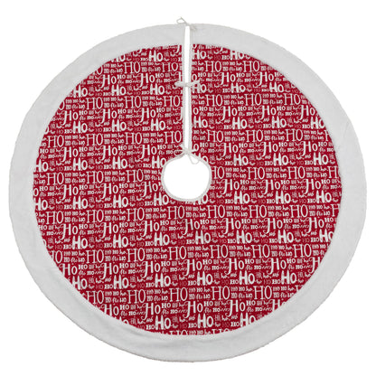 SARO LIFESTYLE Collection Ho Christmas Tree Skirt, 72"", Red (2525.R72R)