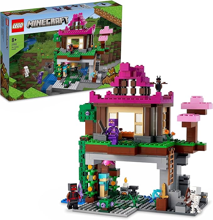 Lego Minecraft The Training Grounds Toy Building Set 21183 Minecraft Toy for Kids Boys and Girls Age 8+ Years Old Building Kit with House Cave Trapdoor and Ninja Rogue and Bat Minecraft Figures